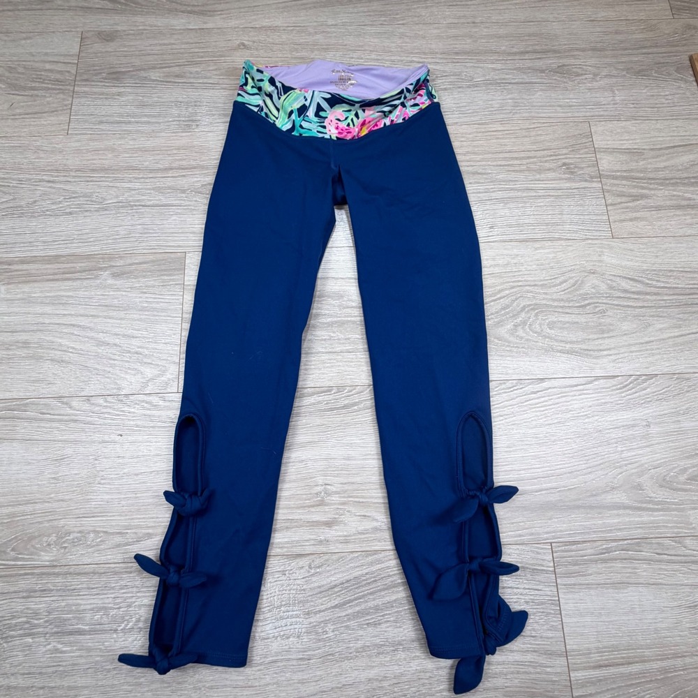 Lilly‎ Pulitzer Luxletic Noelani Weekender Midi Leggings Inky Navy Blue Sz XS